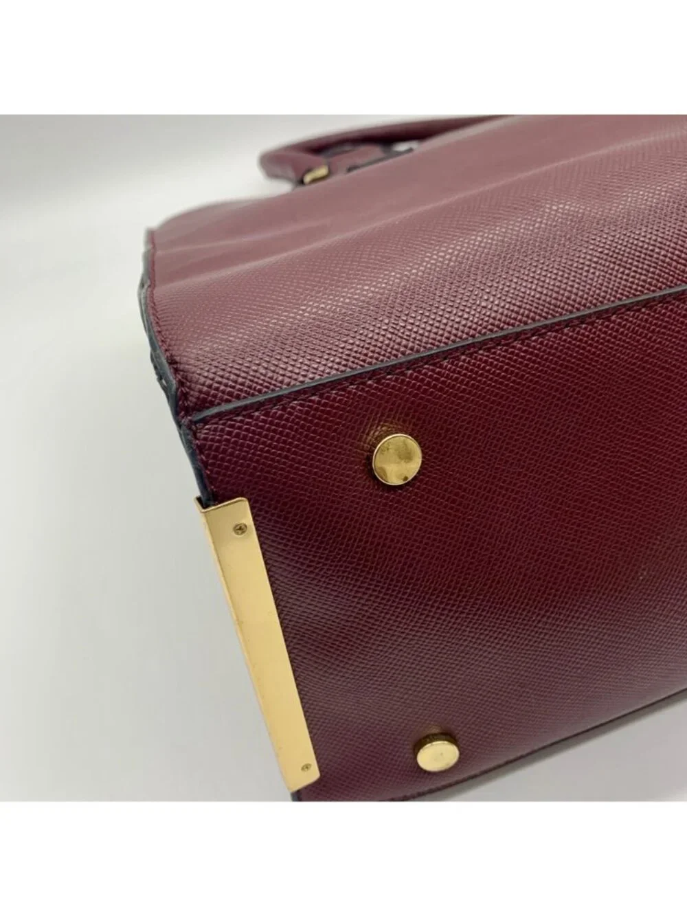 Aldo Burgundy Structured Saffiano Faux Leather Satchel Bag